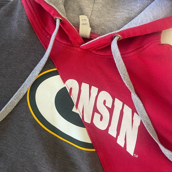 Reworked and upcycled Wisconsin Badgers X Green Bay Packers Mash Up Hoodies - Picture 8 of 10